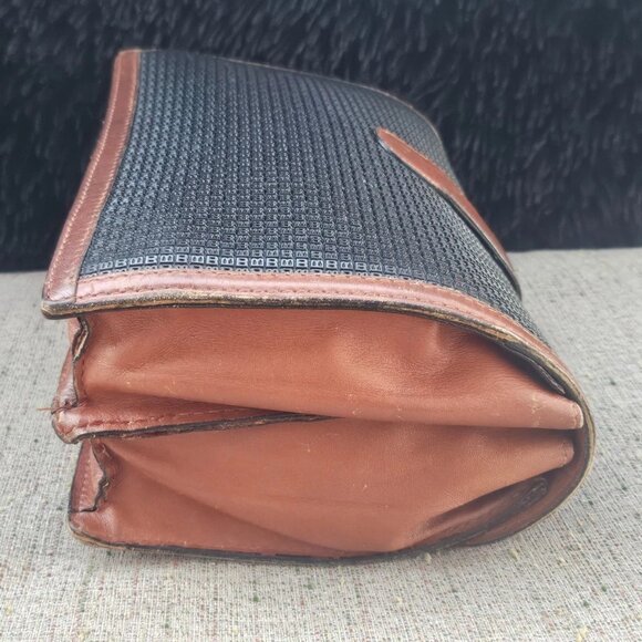 Vintage Bally Clutch Purse Brown/Black Leather Wristlet Rare Hand Bag Made Italy - Picture 5 of 13